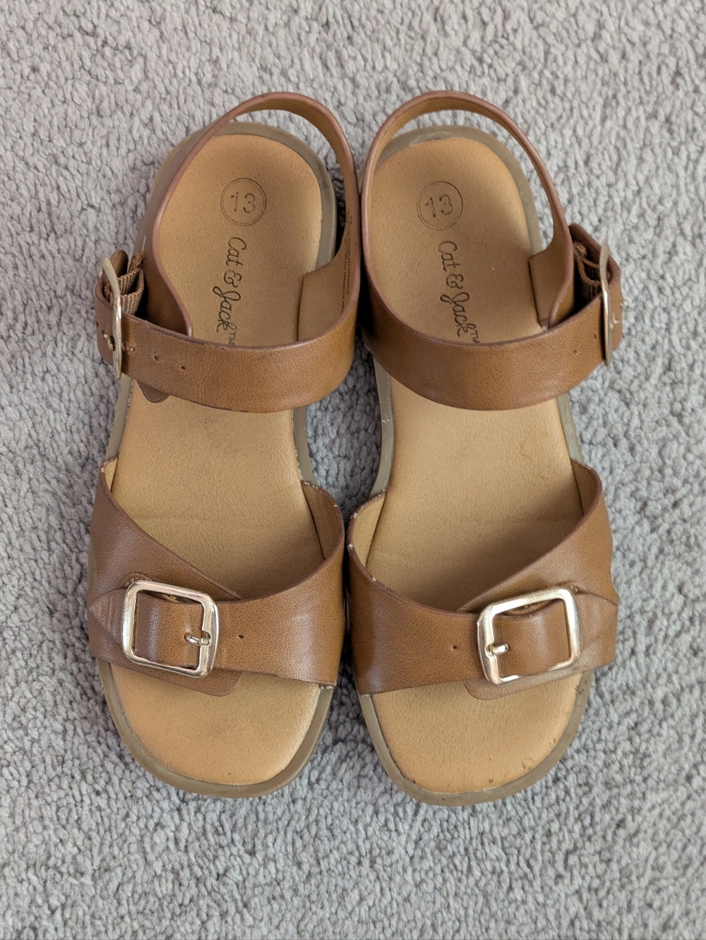 Cat & Jack Toddler Brown Double-Buckle Sandals